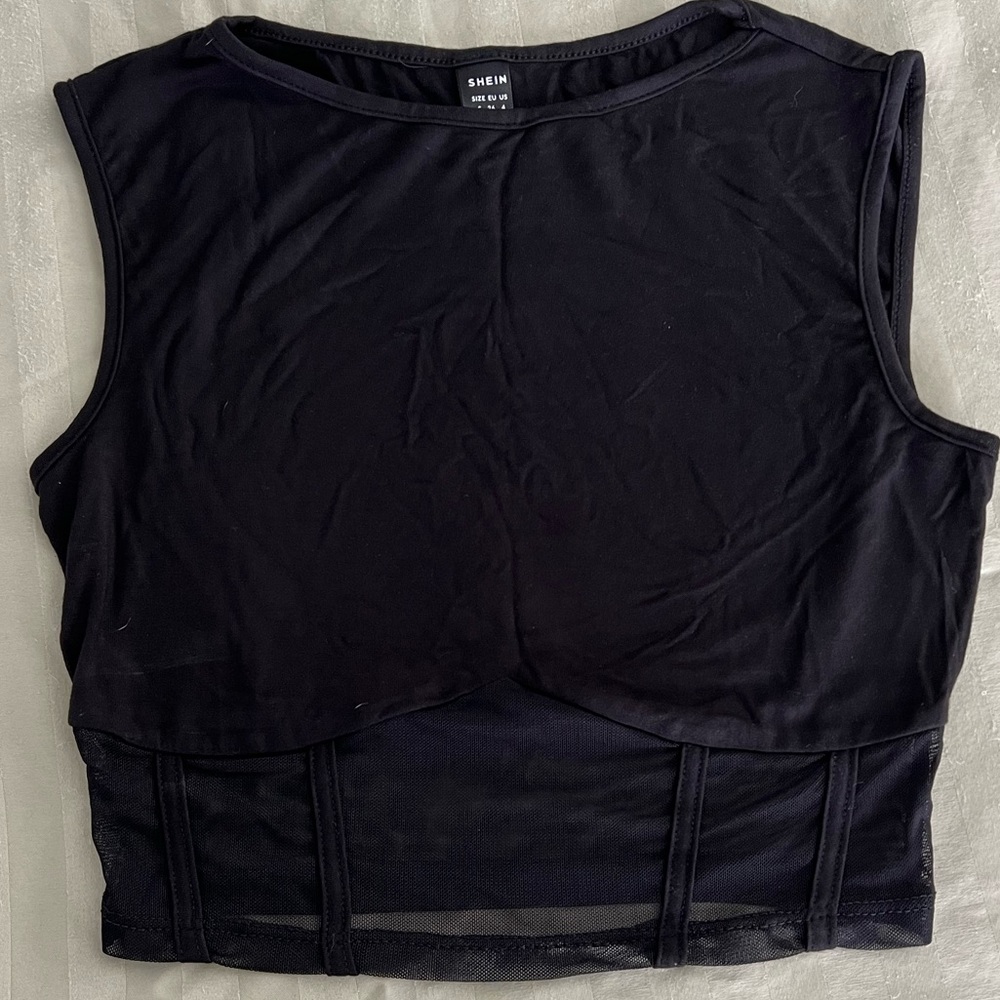 Black crop top, small, SHEIN, sheer